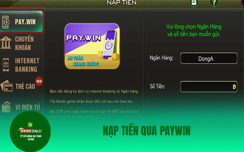 MIBET 1 1 Nạp tiền qua Paywin