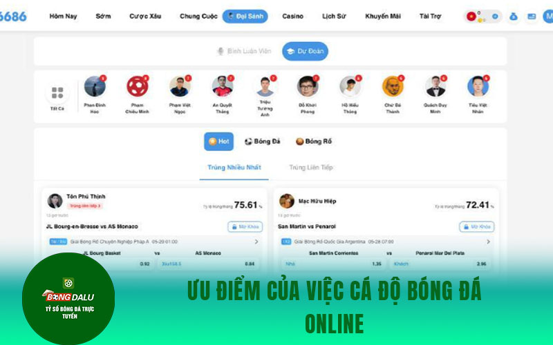 ca cuoc bong da 1 2 Ưu điểm của việc cá độ bóng đá online