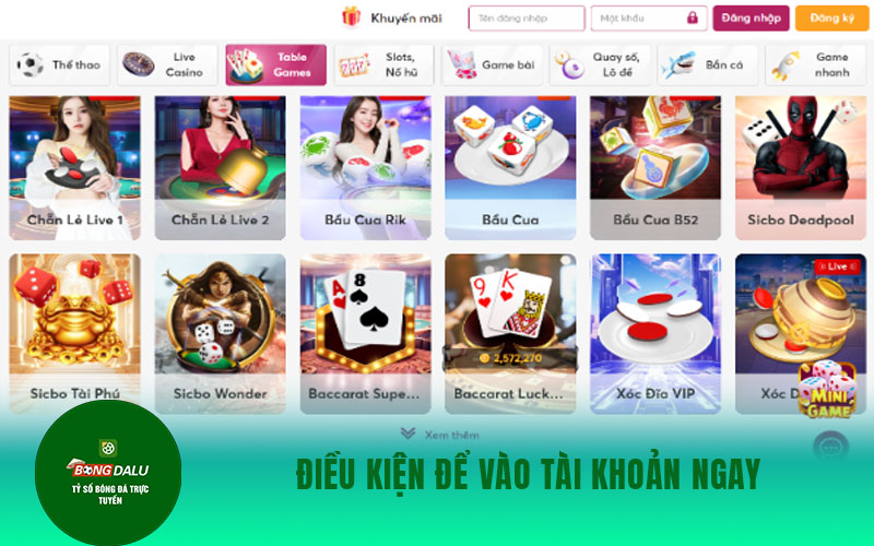 dang nhap bong88 Điều kiện để vào tài khoản ngay
