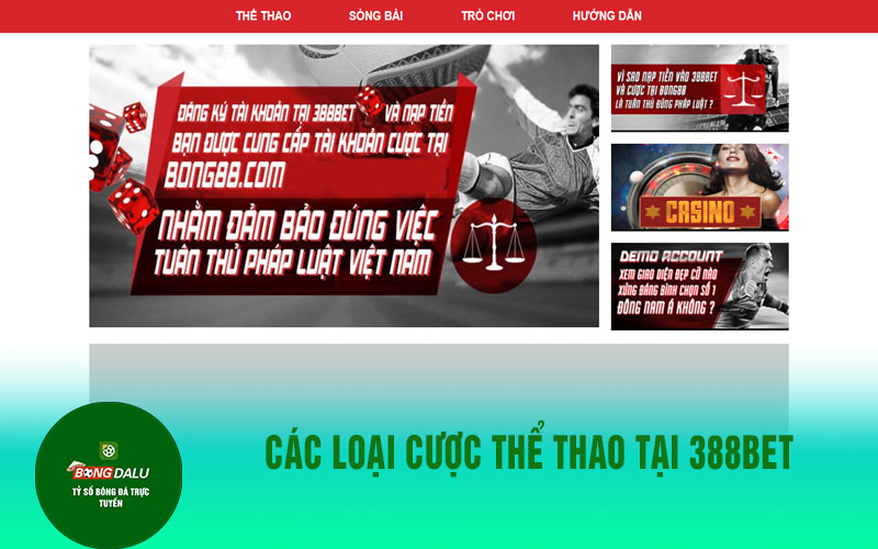 388bet 1 Các loại cược thể thao tại 388bet