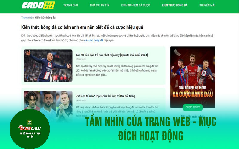 Cadobongda.blog 2 Tầm nhìn của trang web - mục đích hoạt động