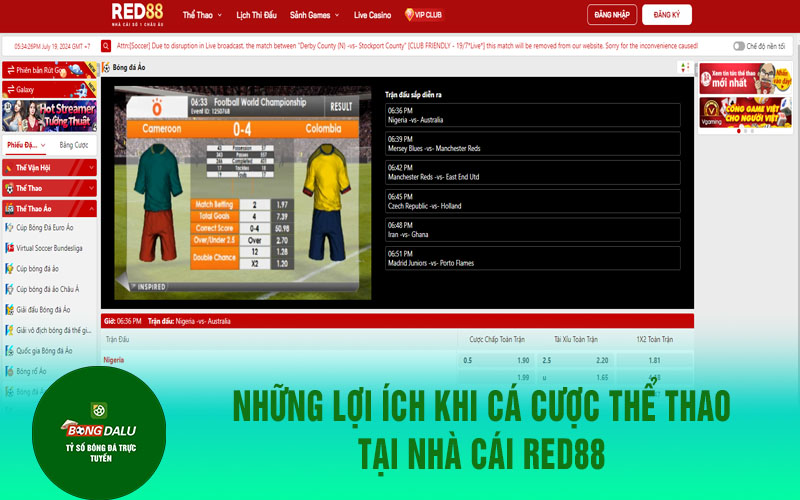 THE THAO RED88 2 Những lợi ích khi cá cược thể thao tại nhà cái Red88