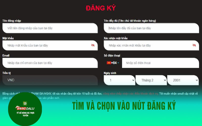 betvnd 2 Tìm và chọn vào nút đăng ký