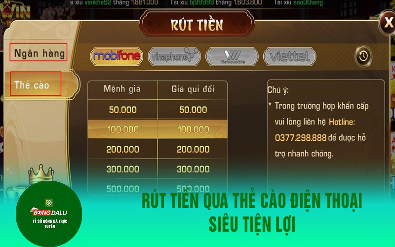 rut iwin 1 Rút Tiền Qua Thẻ Cào Điện Thoại Siêu Tiện Lợi